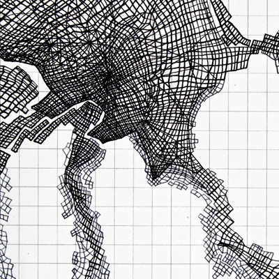 Sin título. Tinta y lápiz sobre papel. 21 x 34 cm. 2007<br>
Untitled. Ink and pencil on paper. 8.2 x 13.3 in. 2007
