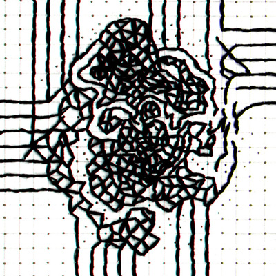 Sin título. Bordado y lápiz sobre papel. 17.5 x 25 cm. 2004<br>
Untitled. Embroidery and pencil on paper. 6.8 x 9.8 in. 2004
