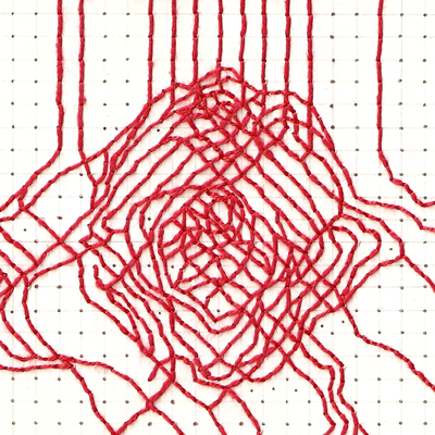 Sin título. Bordado y lápiz sobre papel. 17 x 25 cm. 2005<br>
Untitled. Embroidery and pencil on paper. 6.6 x 9.8 in. 2005
